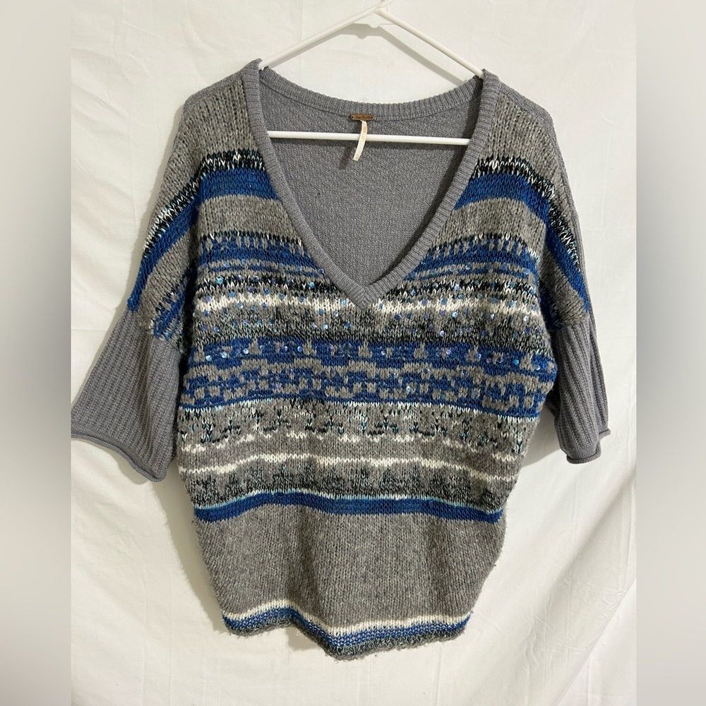 Free People Fair Isle Sequin Sweater Size Small